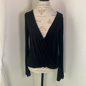 Soft & Sexy T AEO Black Wrap Blouse